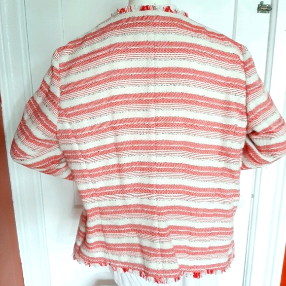 NWOT Paris Striped Tweed Jacket With Fringes - Picture 7 of 8